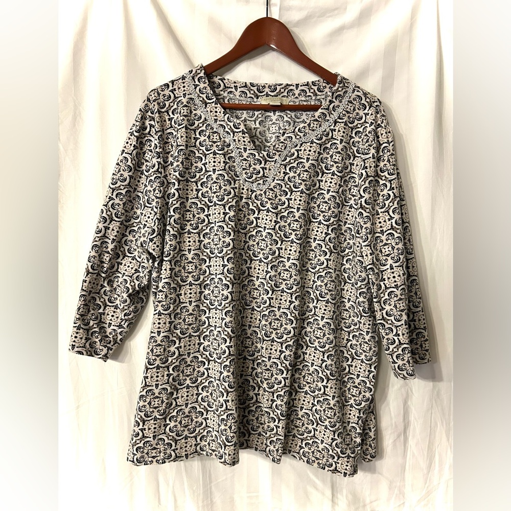 Appleseed's Black and White Floral Tunic